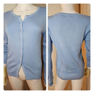 Debut Cotton/Rayon Womens Long Sleeve Cardigan Size Large Sky Blue